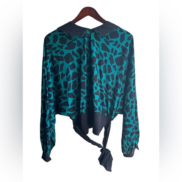 DIANE VON FURSTENBERG NWT Viole shirred printed jersey blouse Sz Large $388 MSRP - Picture 7 of 16